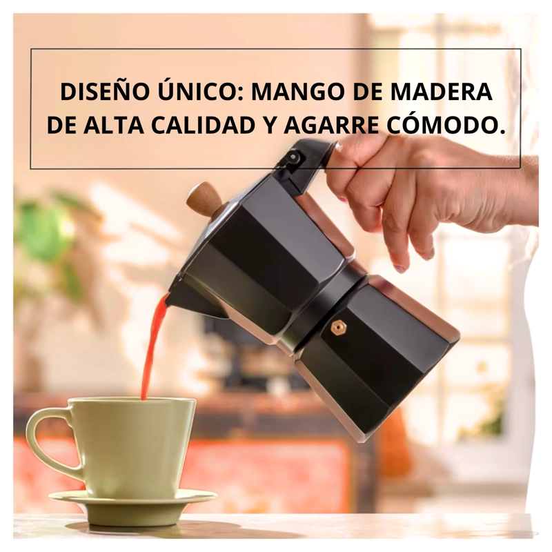 CAFETERA MOKA ITALIANA 3 TAZAS - 150ML NEGRO ELEGANTE - 4