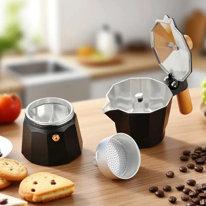 CAFETERA MOKA ITALIANA 3 TAZAS - 150ML NEGRO ELEGANTE - 7