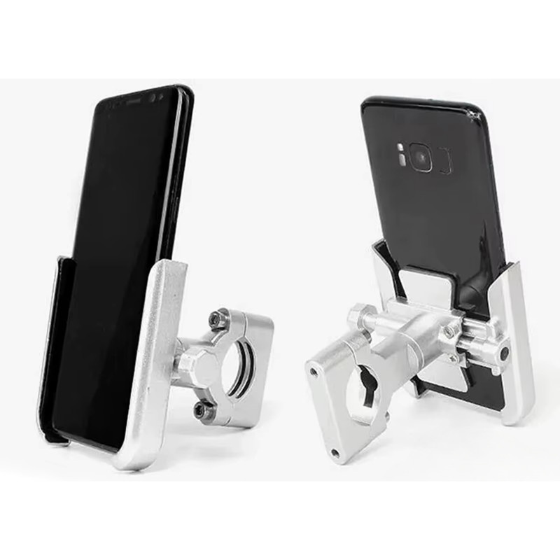 HOLDER SOPORTE PARA MOTO BICICLETA MANILLAR FUERTE DE ALUMINIO PLATEADO - 2