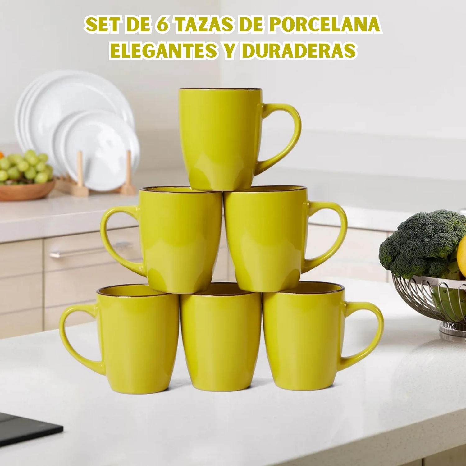 TAZAS DE PORCELANA ELEGANTE PACK X6 PARA CAFÉ, TÉ Y MÁS - 5