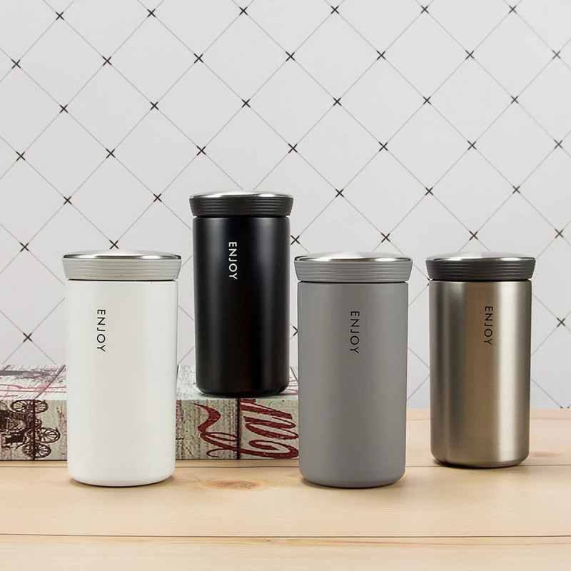 VASO TÉRMICO PARA CAFÉ TERMO DE ACERO INOXIDABLE 300ML NEGRO - 6