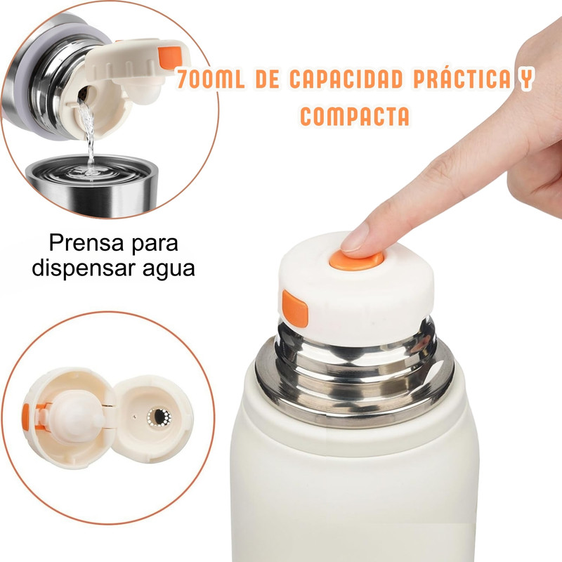 TERMO TOMATODO 700 ML ACERO INOXIDABLE COLOR BLANCO - 4