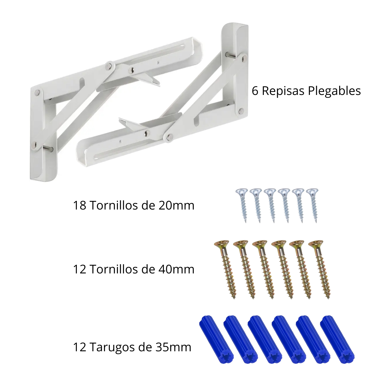 REPISA, SOPORTE, ÁNGULO PLEGABLE PUSH 20CM PACK X6 - 6