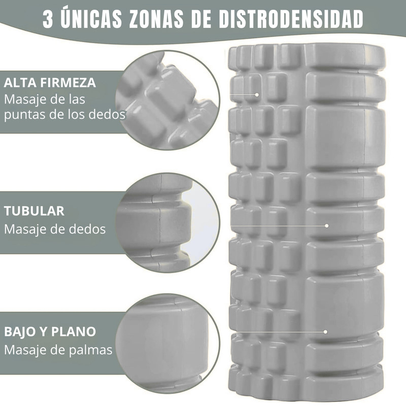 RODILLO DE YOGA FOAM ROLLER DE ESPUMA 33 X 14CM GRIS - 4