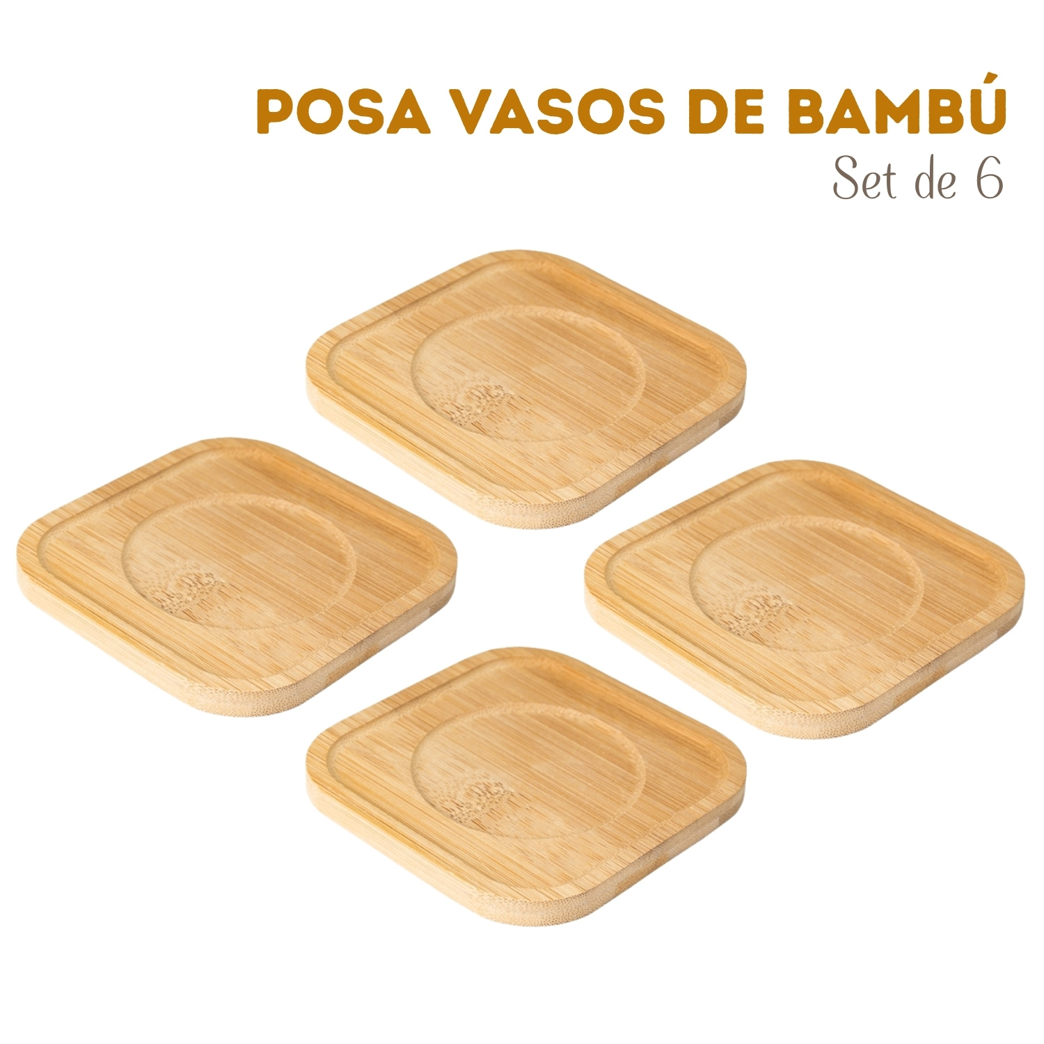 POSA VASOS PORTA VASOS DE BAMBÚ 6 UNIDADES - 1