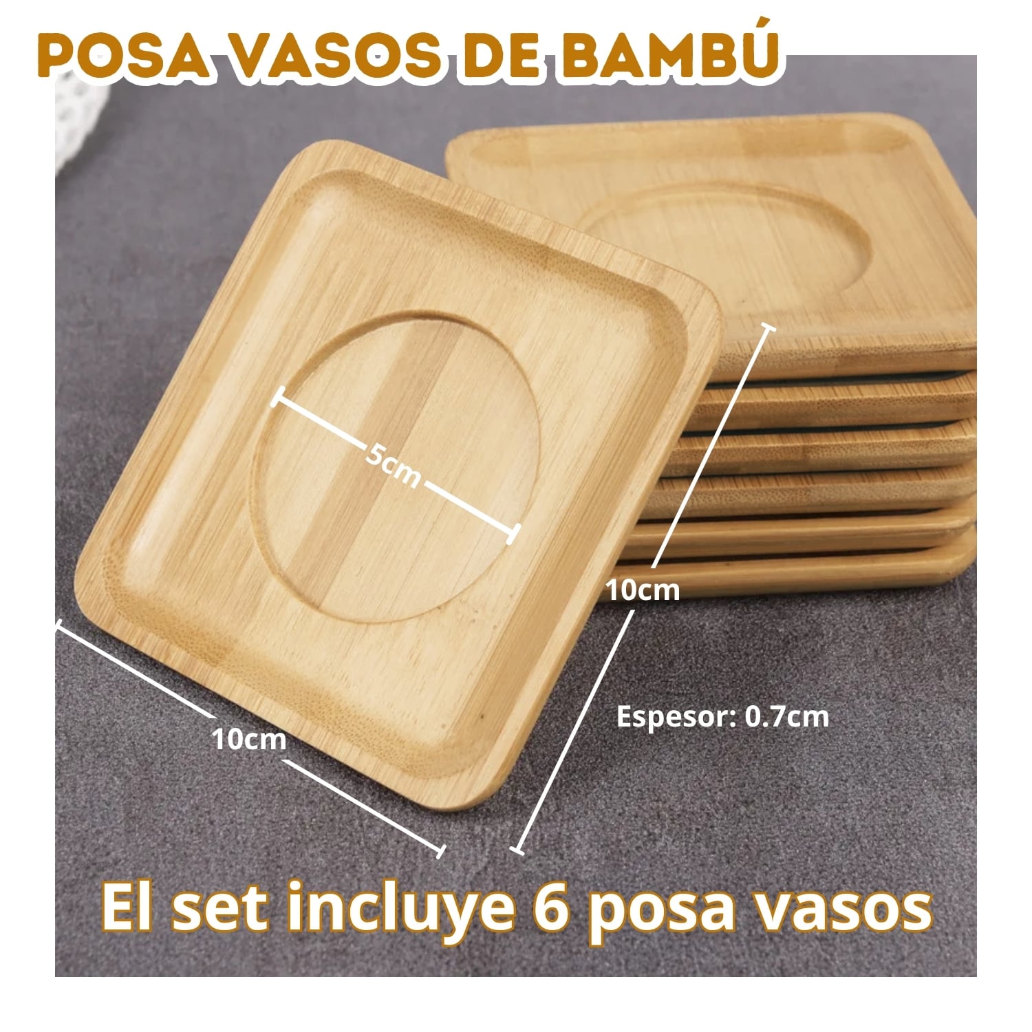 POSA VASOS PORTA VASOS DE BAMBÚ 6 UNIDADES - 5