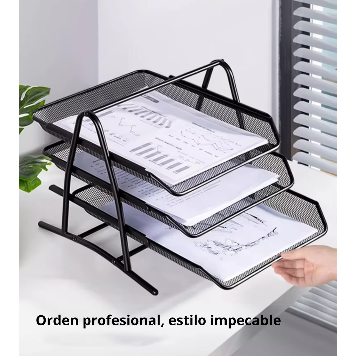 ORGANIZADOR METÁLICO 3 NIVELES PARA ESCRITORIO OFICINA - 2