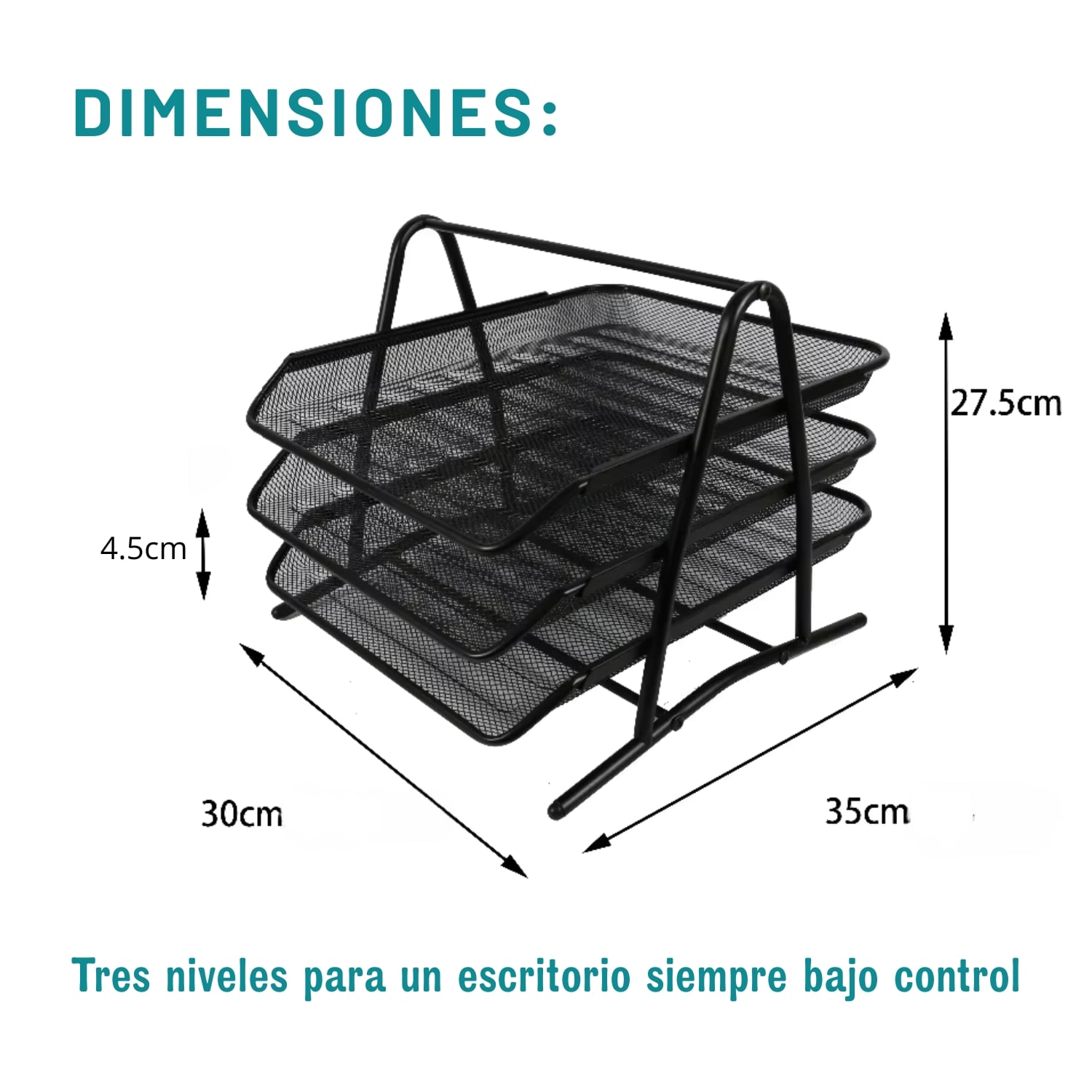 ORGANIZADOR METÁLICO 3 NIVELES PARA ESCRITORIO OFICINA - 4