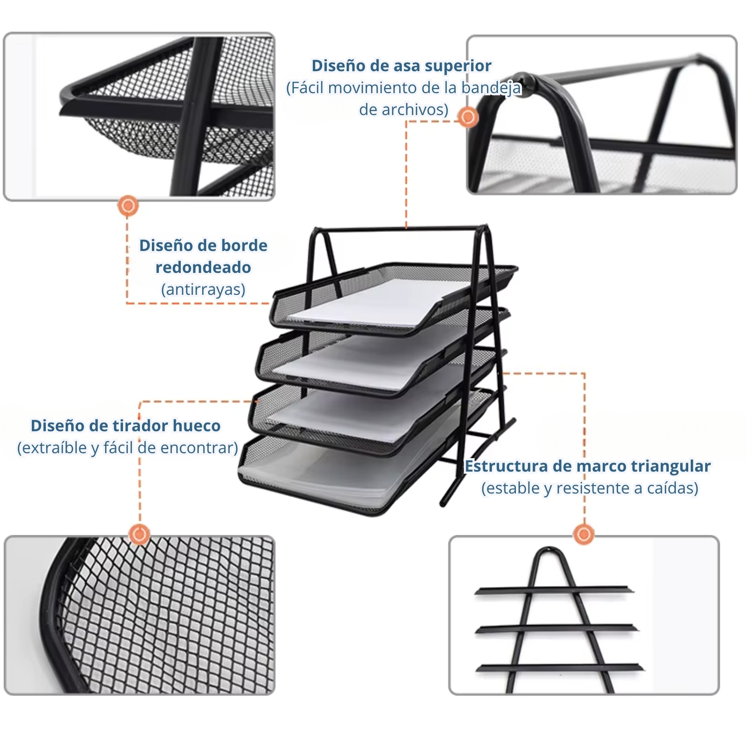ORGANIZADOR METÁLICO 3 NIVELES PARA ESCRITORIO OFICINA - 6
