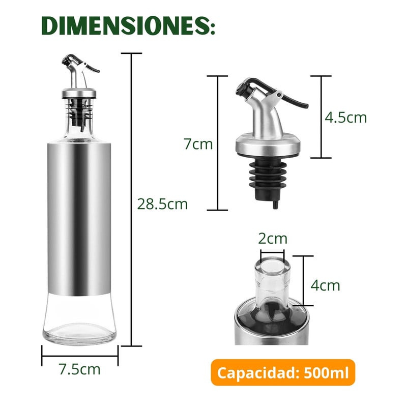 DISPENSADOR ACEITERO 500ML DE VIDRIO ANTIFUGAS – PACK X4 - 3