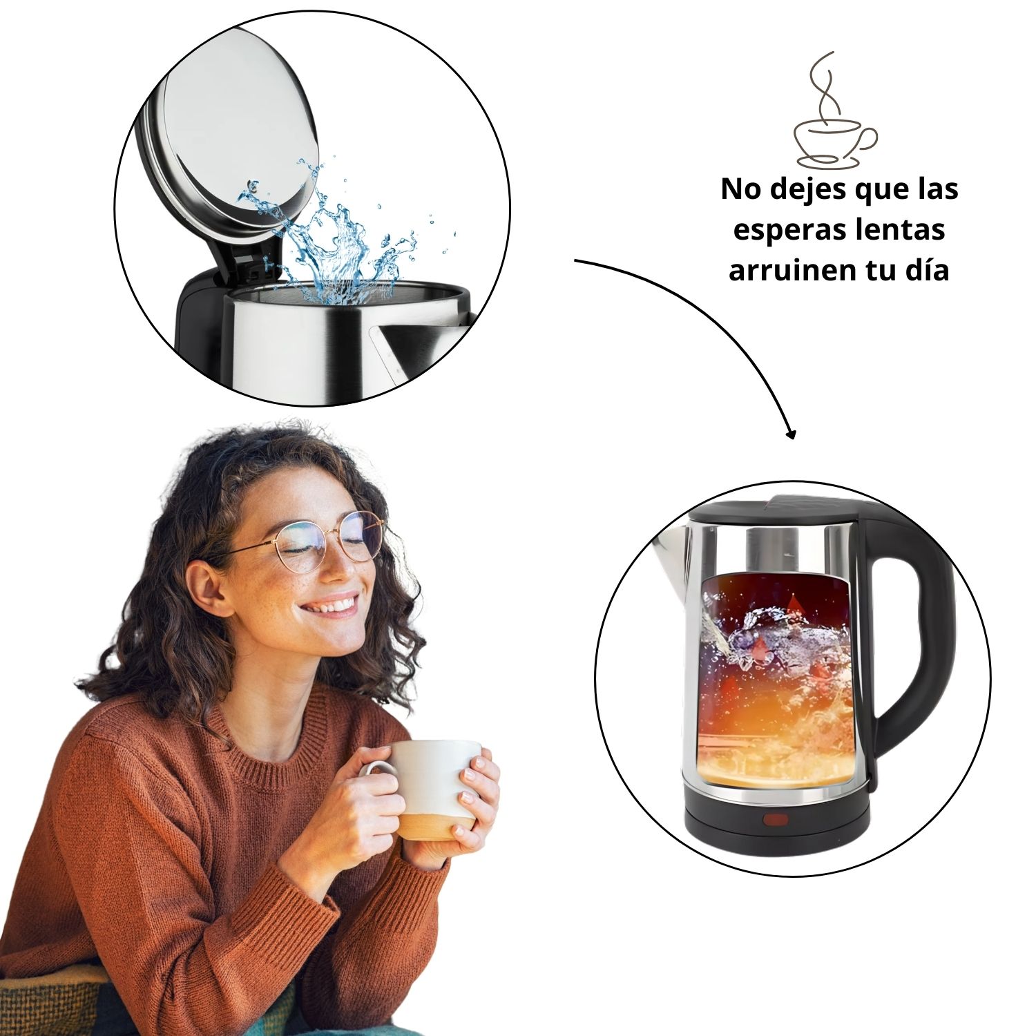 HERVIDOR ELÉCTRICO 2.5L ACERO INOXIDABLE RAF 1500W - 7