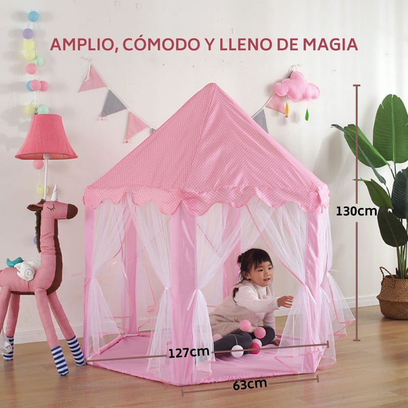 CASITA CASTILLO PRINCESA CARPA INFANTIL PARA NIÑAS ROSADO - 2