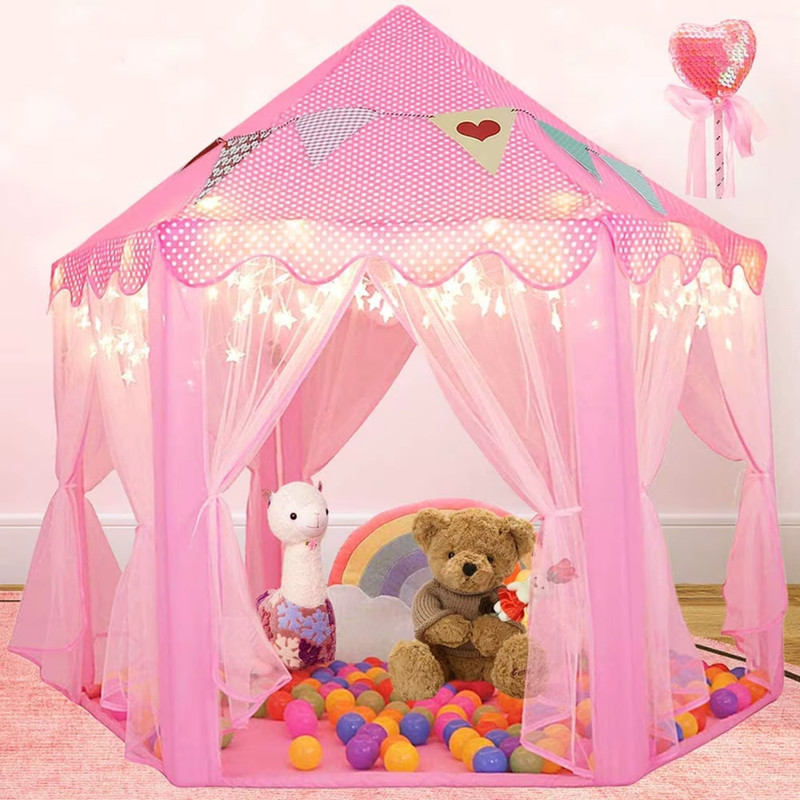 CASITA CASTILLO PRINCESA CARPA INFANTIL PARA NIÑAS ROSADO - 4