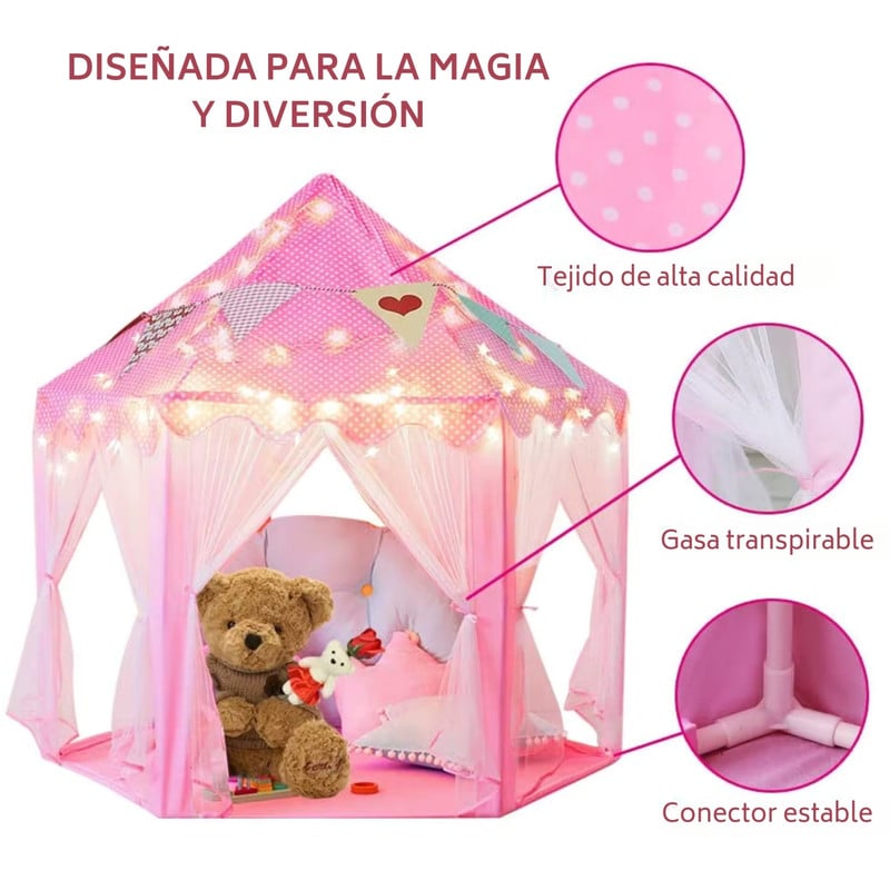 CASITA CASTILLO PRINCESA CARPA INFANTIL PARA NIÑAS ROSADO - 5