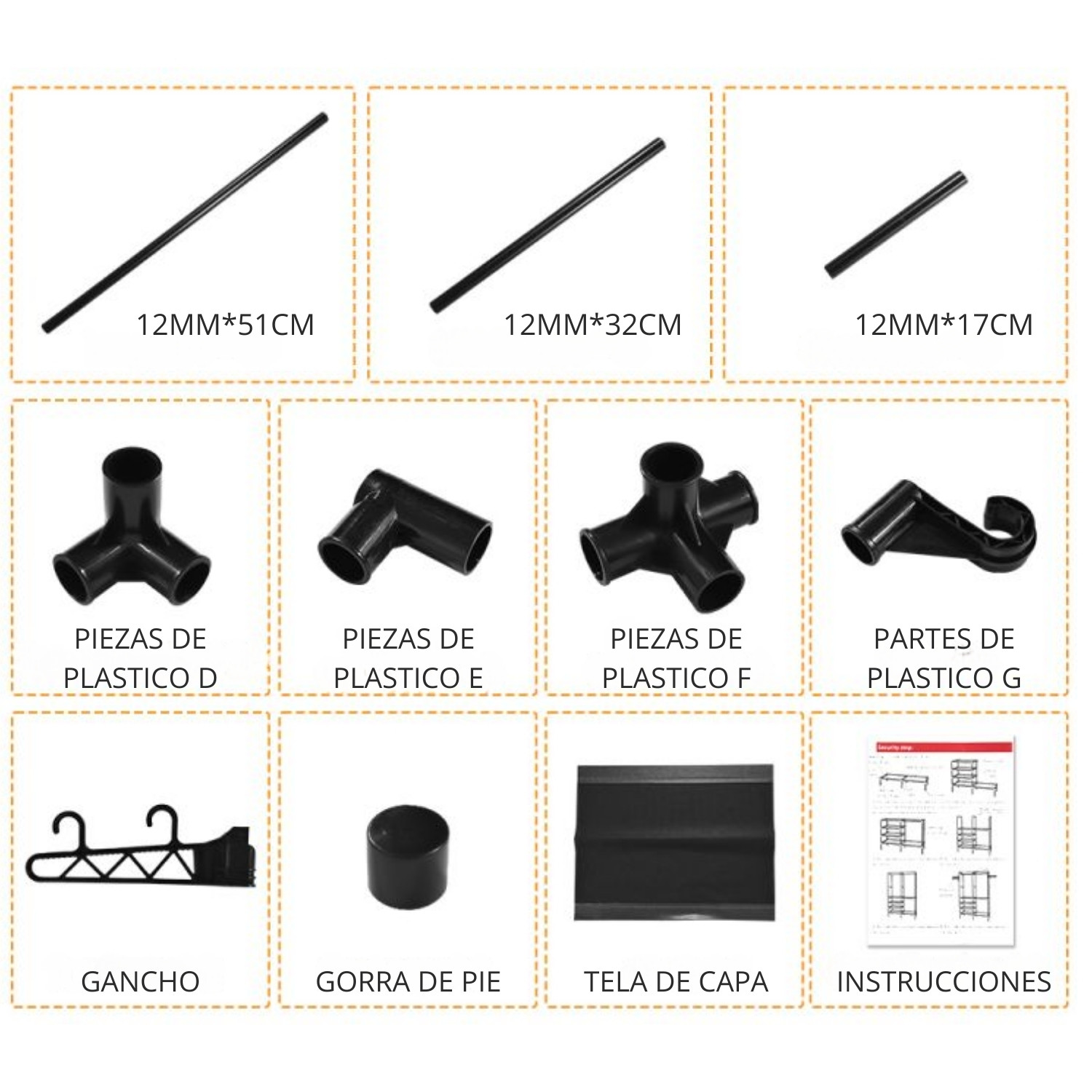 ORGANIZADOR DE ROPA TIPO PERCHERO ZAPATERA ARMARIO NEGRO - 6