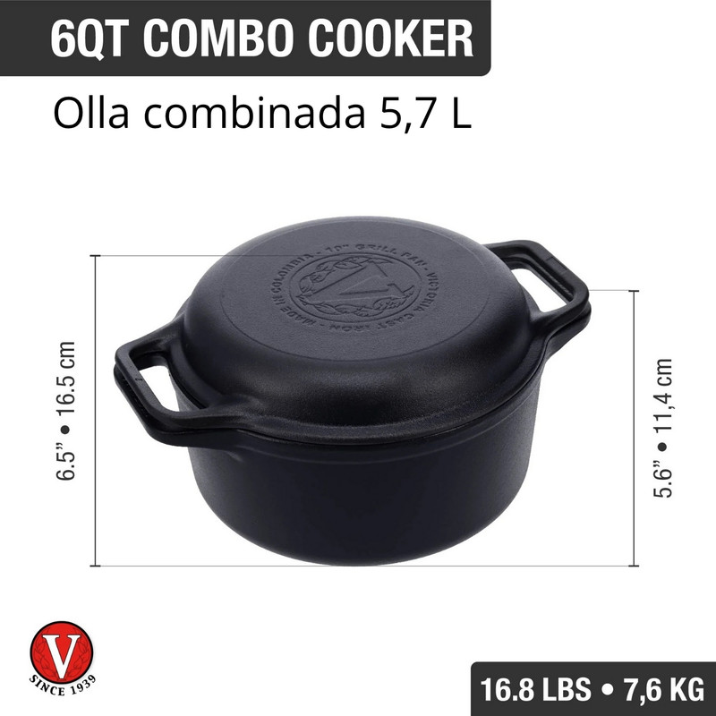 OLLA COMBO COOKER HIERRO FUNDIDO ESMALTADO 5.7L VICTORIA - 3