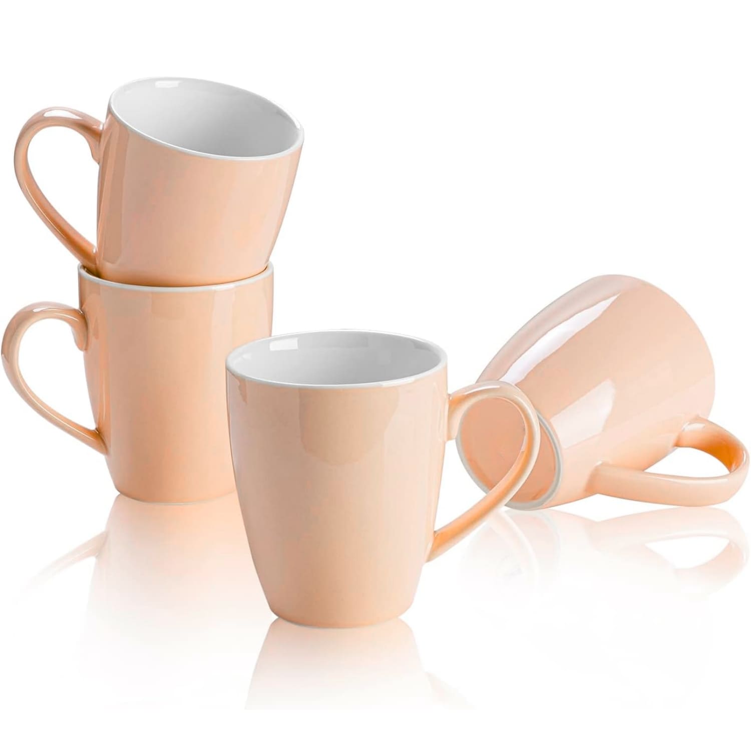 SET DE 6 TAZAS CERÁMICAS 500 ML ELEGANTES COLOR MELÓN - 1
