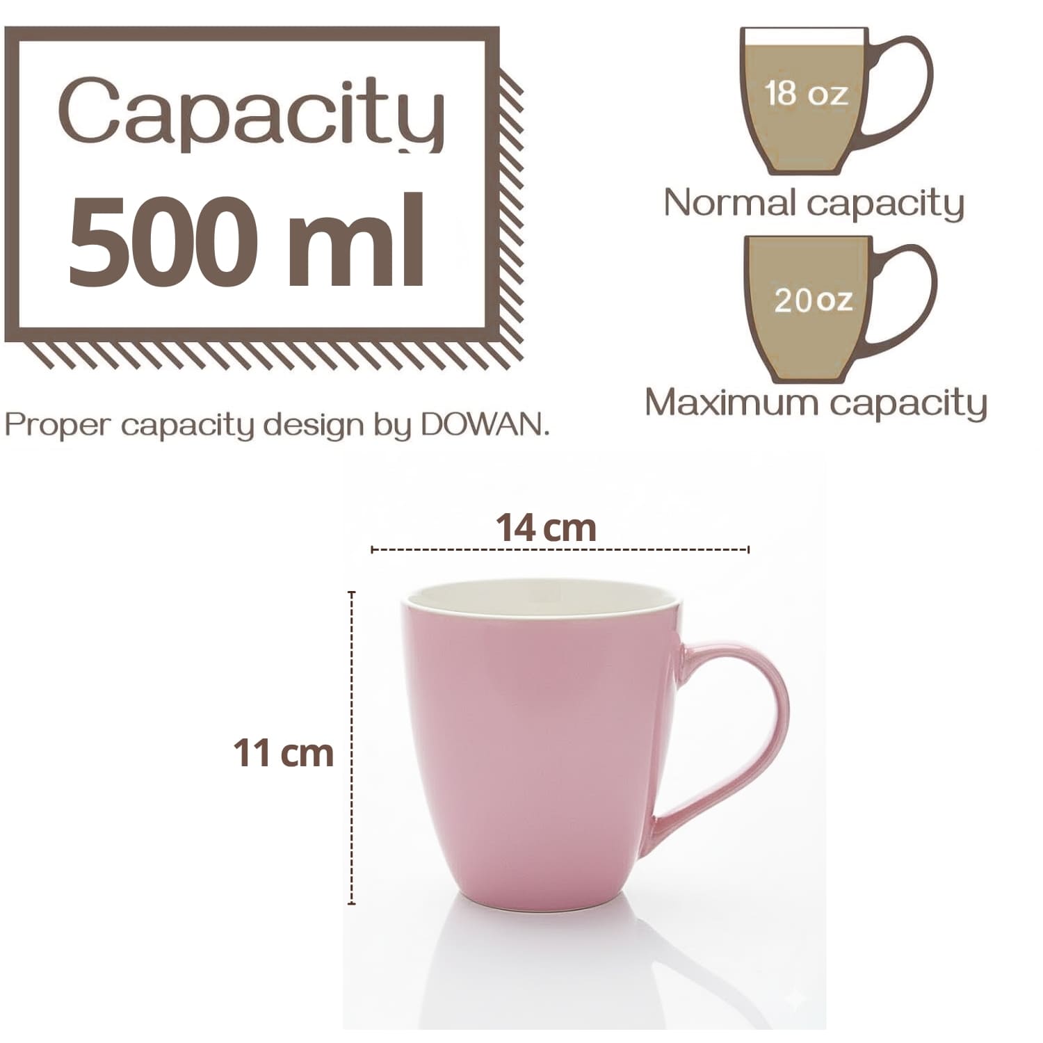 SET DE 6 TAZAS CERÁMICAS 500 ML ELEGANTES COLOR LILA - 3