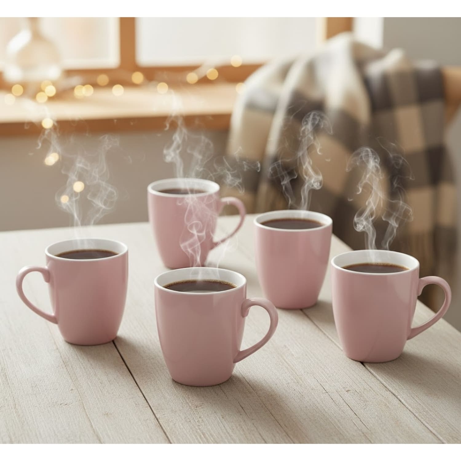 SET DE 6 TAZAS CERÁMICAS 500 ML ELEGANTES COLOR LILA - 5