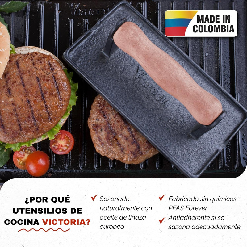 PISADOR DE CARNES VICTORIA HIERRO FUNDIDO CURADO - 5