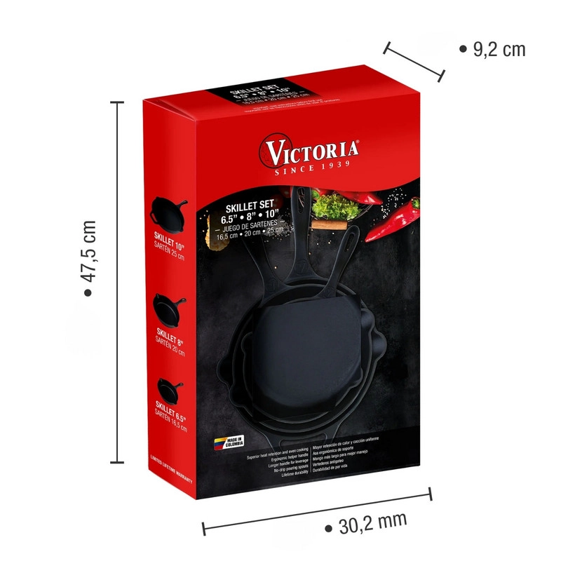 SET DE SARTENES VICTORIA 3 PIEZAS HIERRO FUNDIDO - 2