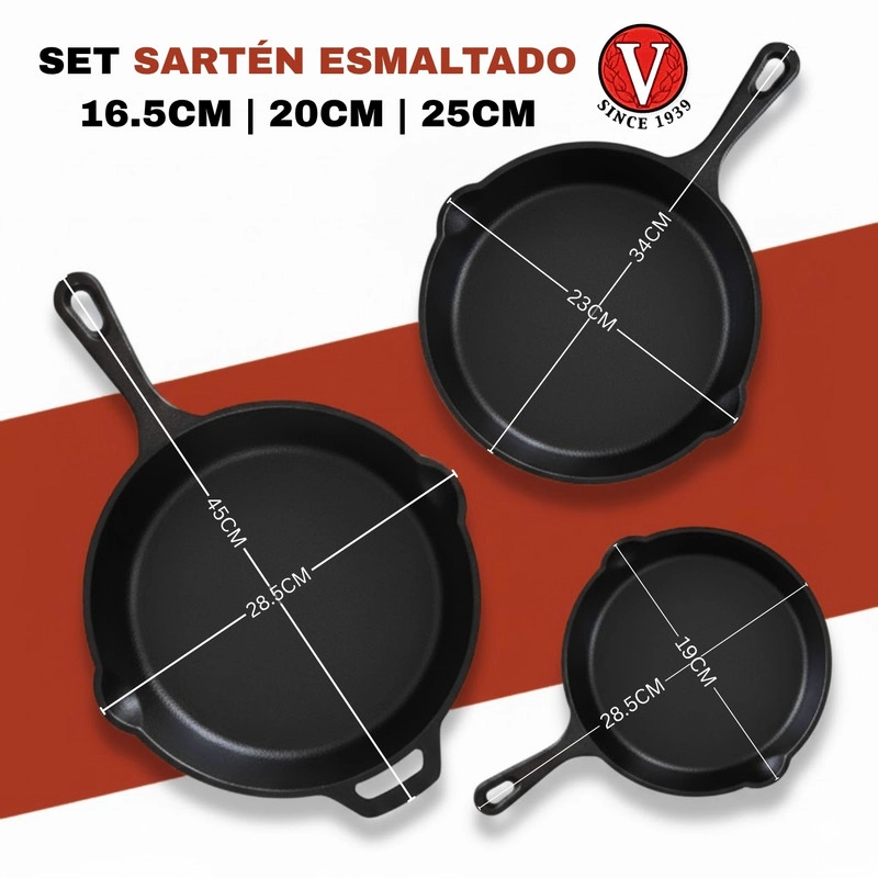 SET DE SARTENES VICTORIA 3 PIEZAS HIERRO FUNDIDO - 3