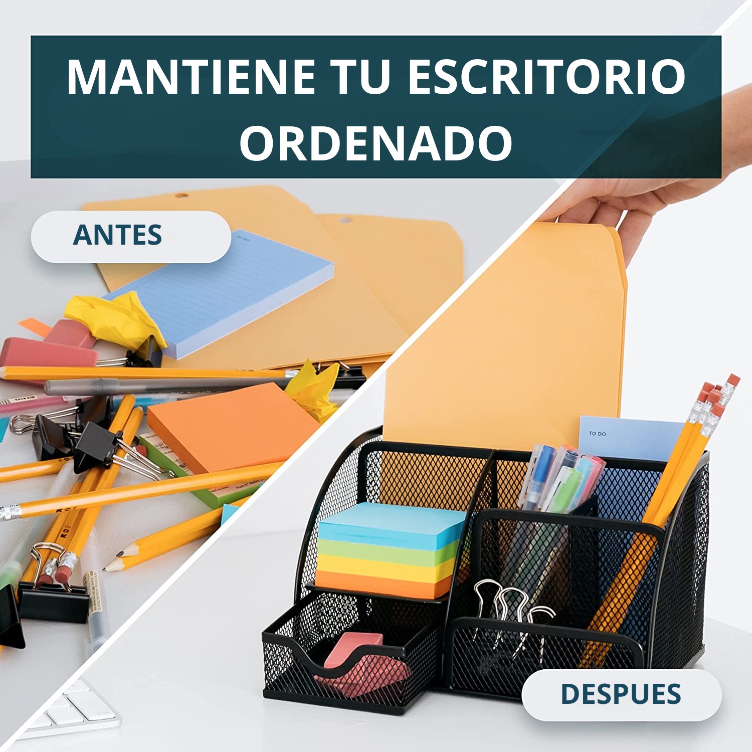 ORGANIZADOR DE ESCRITORIO METÁLICO NEGRO – DISEÑO MODERNO - 2