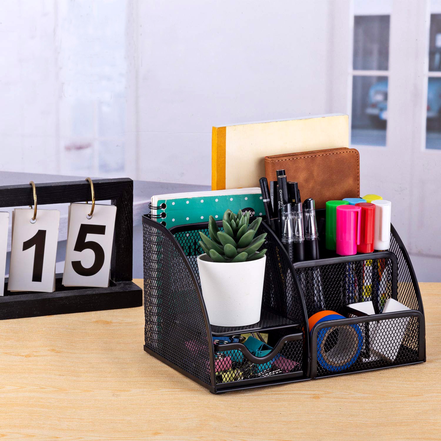ORGANIZADOR DE ESCRITORIO METÁLICO NEGRO – DISEÑO MODERNO - 3