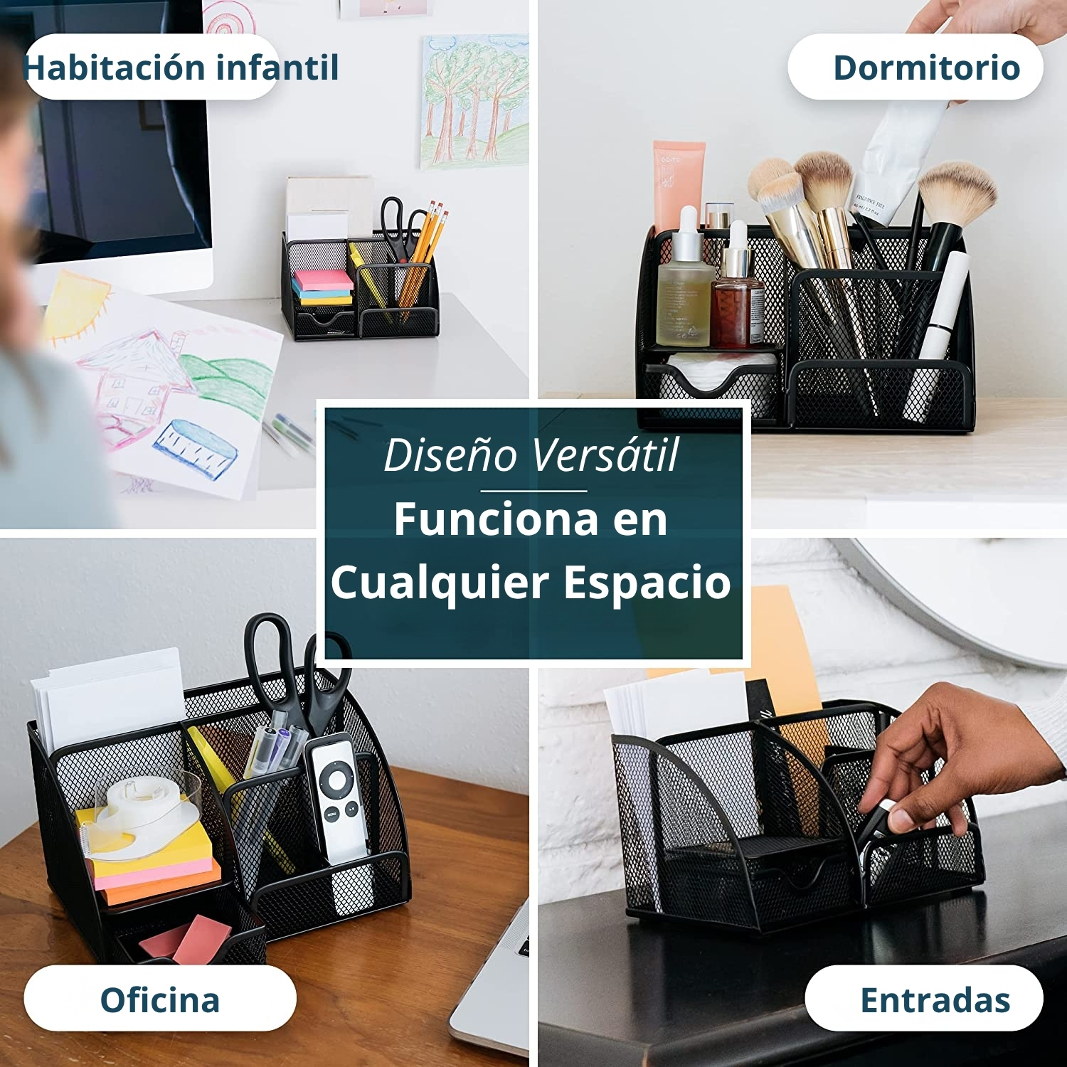 ORGANIZADOR DE ESCRITORIO METÁLICO NEGRO – DISEÑO MODERNO - 5