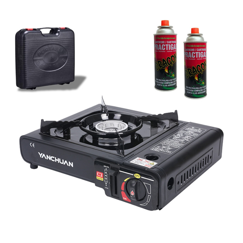 COCINA ESTUFA PORTÁTIL DUAL + 2 CARTUCHOS IDEAL PARA PICNIC - 1