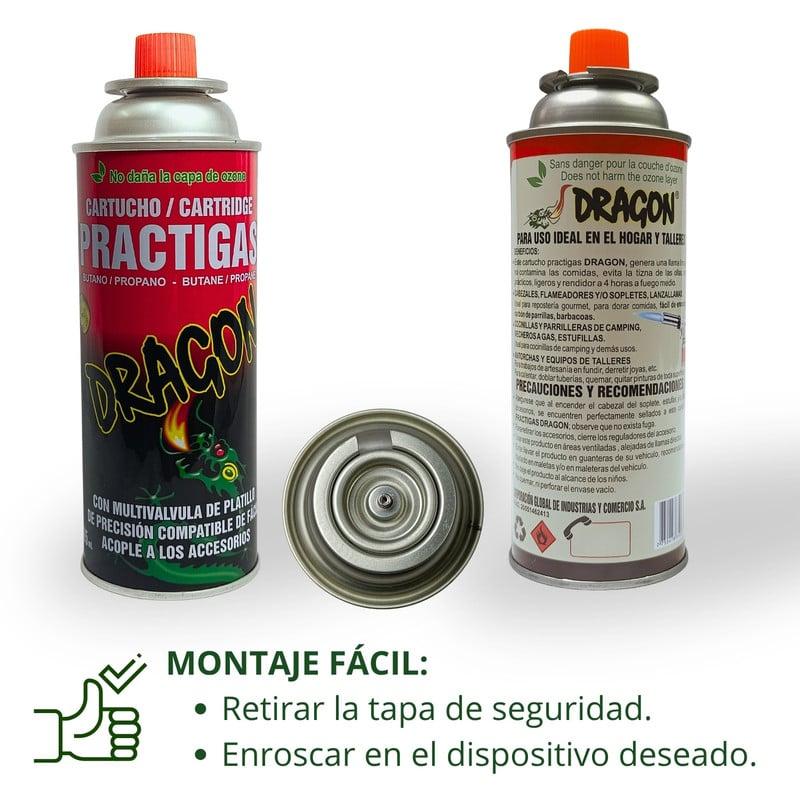 CARTUCHO DE GAS BUTANO 485ML ALTA POTENCIA – PACK 4 UNIDADES - 3