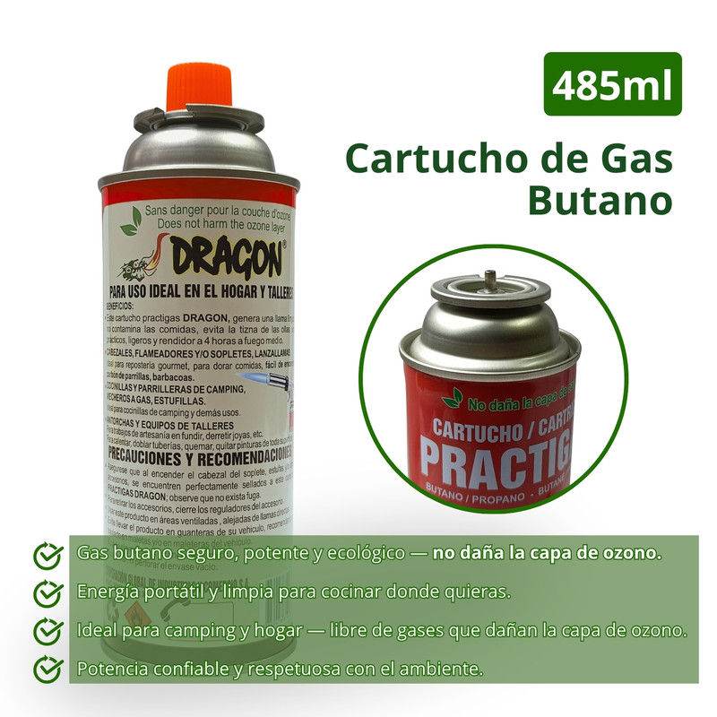 CARTUCHO DE GAS BUTANO 485ML ALTA POTENCIA – PACK 6 UNIDADES - 2