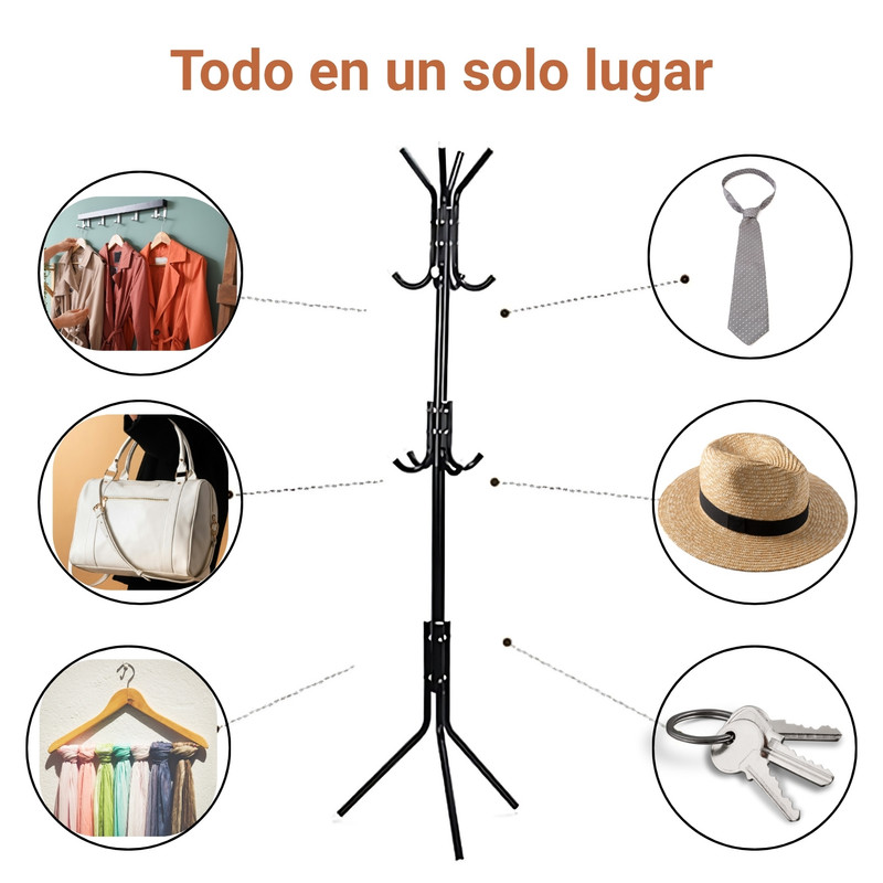 PERCHERO ARMABLE COLGADOR METÁLICO PARA ORDEN Y ESTILO NEGRO - 2