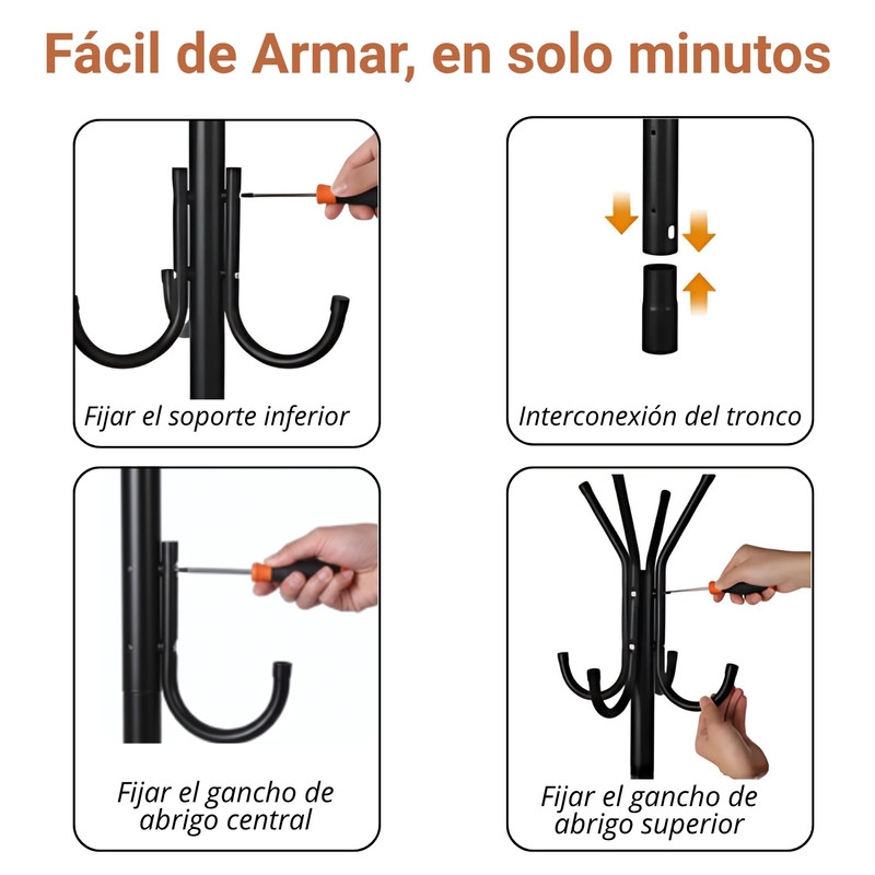 PERCHERO ARMABLE COLGADOR METÁLICO PARA ORDEN Y ESTILO NEGRO - 4