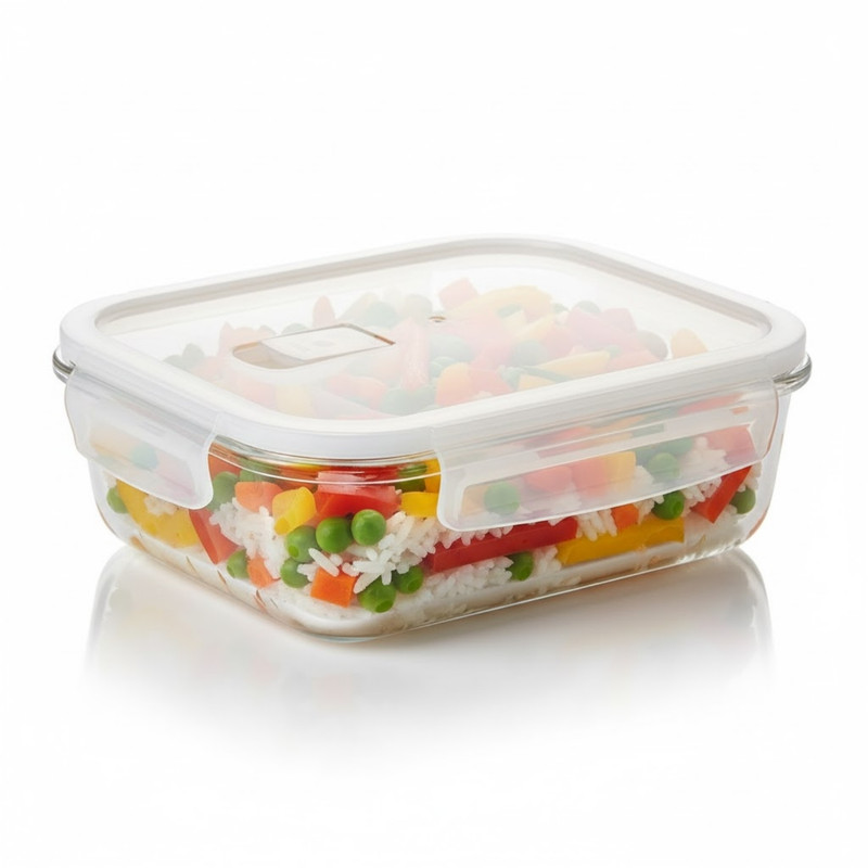 TÁPER DE VIDRIO HERMÉTICO RECTANGULAR 1520ML DISEÑO ELEGANTE - 1