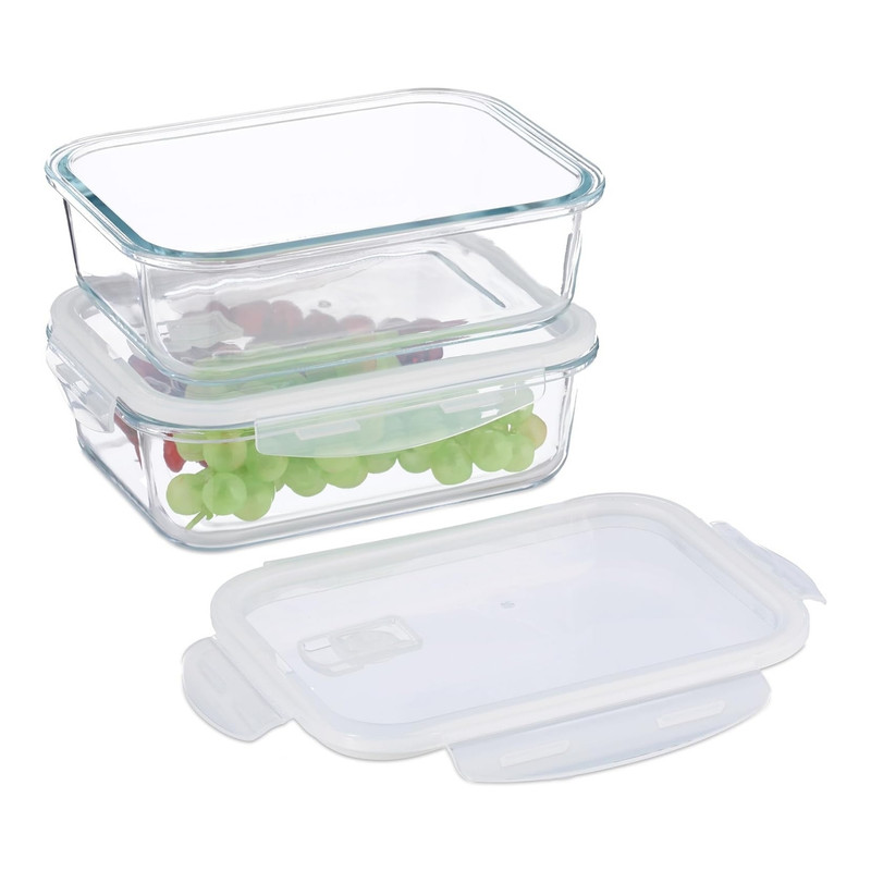 TÁPER DE VIDRIO HERMÉTICO RECTANGULAR 1520ML DISEÑO ELEGANTE - 3