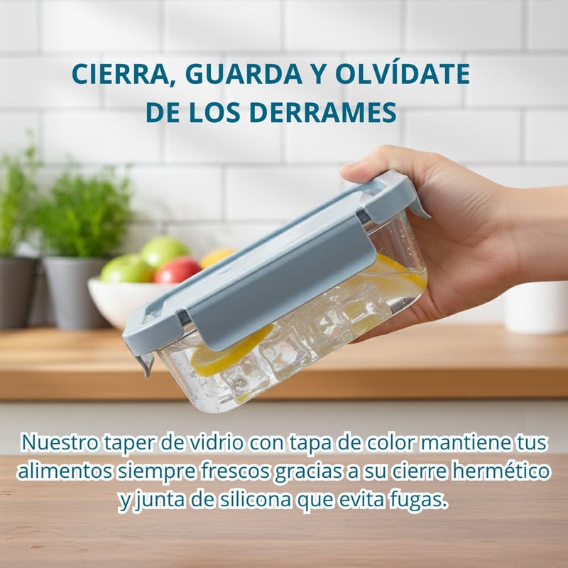 TAPER DE VIDRIO HERMÉTICO 700ML RECTANGULAR SET DE 3 UNIDADES - 2