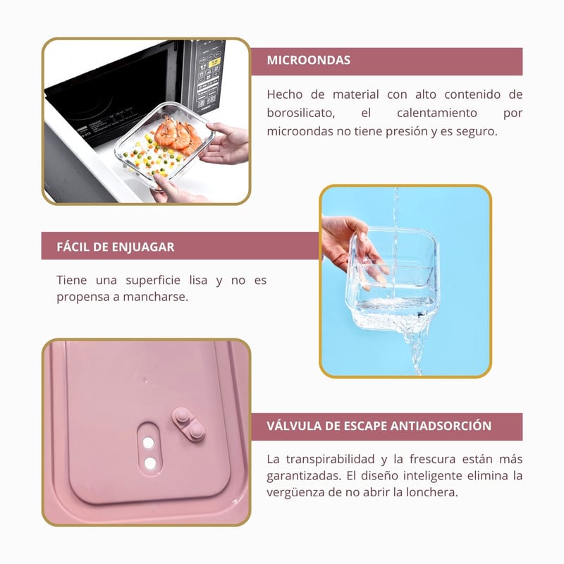TAPER DE VIDRIO HERMÉTICO 700ML RECTANGULAR SET DE 3 UNIDADES - 5