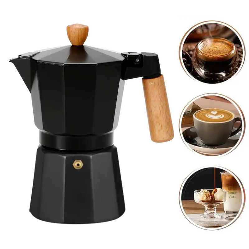 CAFETERA MOKA ITALIANA 6 TAZAS - 300ML NEGRO ELEGANTE - 1