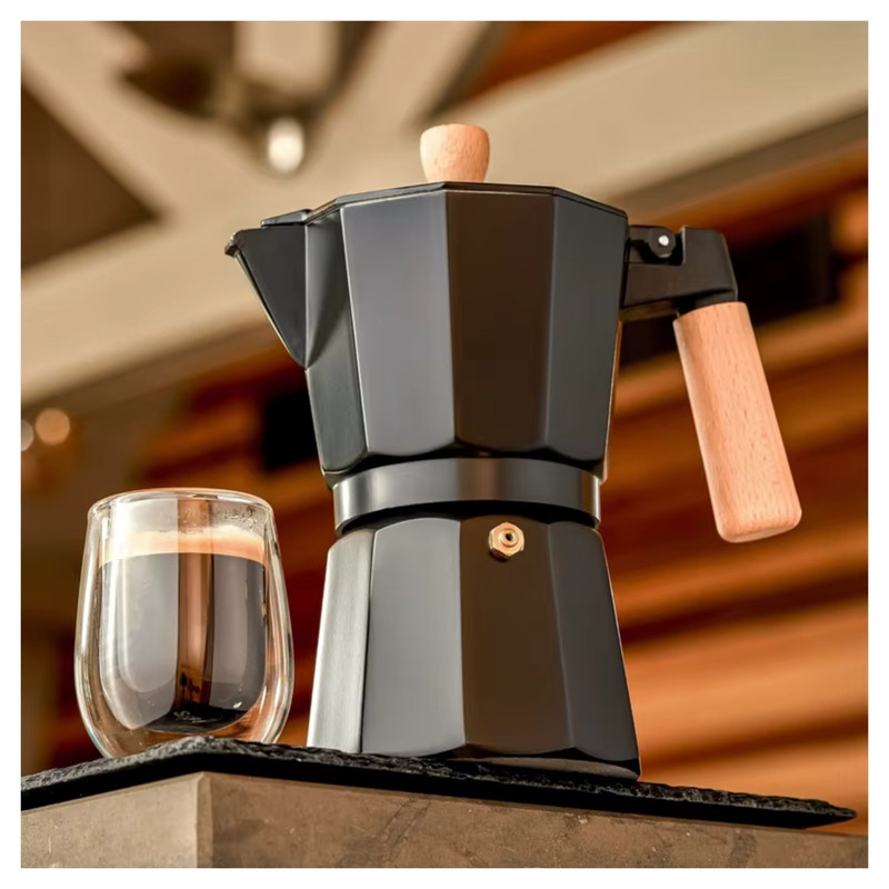 CAFETERA MOKA ITALIANA 6 TAZAS - 300ML NEGRO ELEGANTE - 3