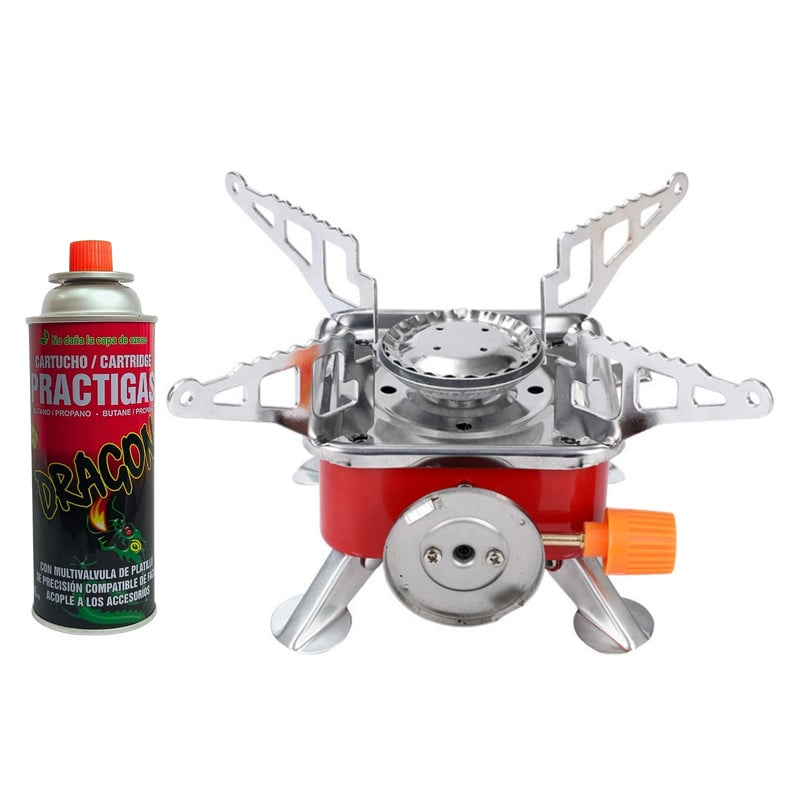 MINI COCINA PORTÁTIL A GAS IDEAL PARA CAMPING + 2 GAS BUTANO - 1