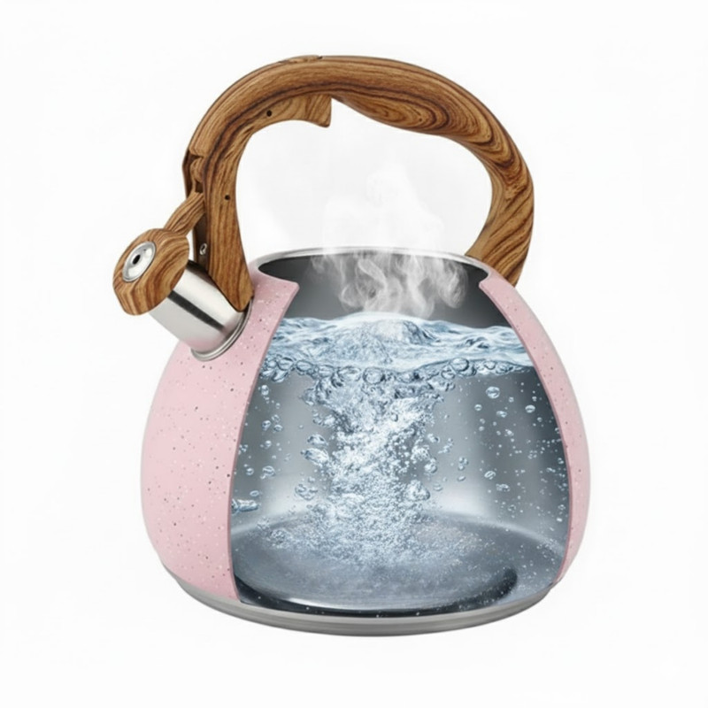 TETERA VALESKA ESTILO ROCA VOLCÁNICA CON SILBATO 5L ROSADO - 4