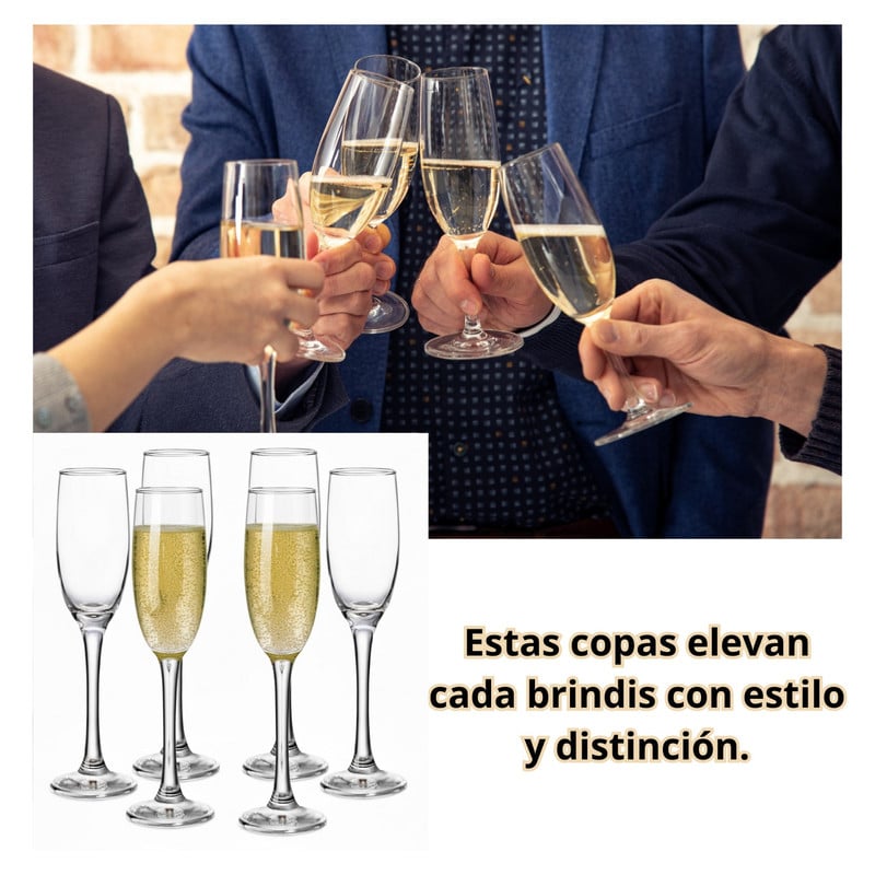 COPAS DE CHAMPAÑA ELEGANTES NADIR 190 ML SET X12 - 2