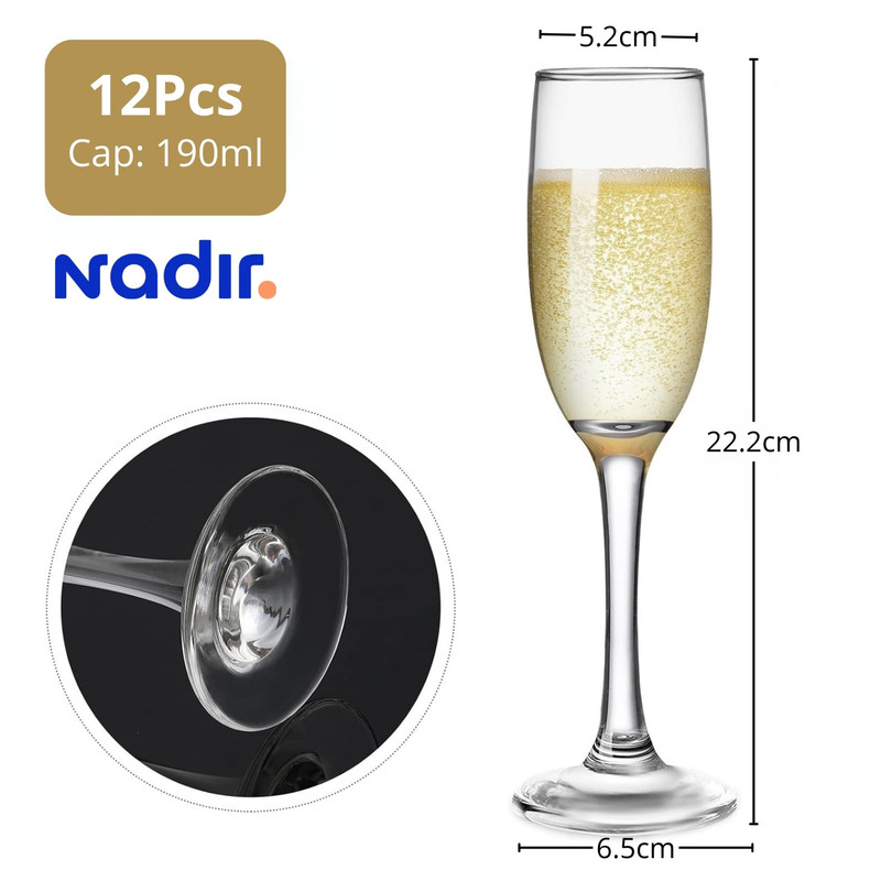 COPAS DE CHAMPAÑA ELEGANTES NADIR 190 ML SET X12 - 4