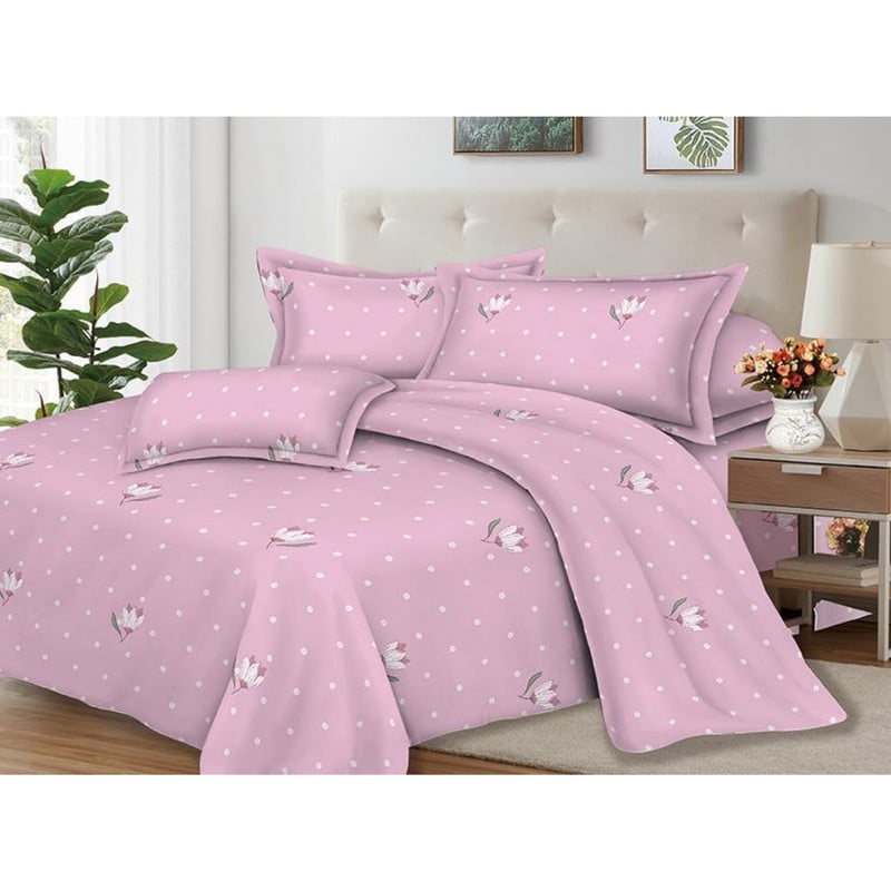 JUEGO DE SÁBANAS 100% SUAVE ALGODÓN 2PLAZAS 4 PIEZAS 2000 HILOS ROSA FLORAL - 1