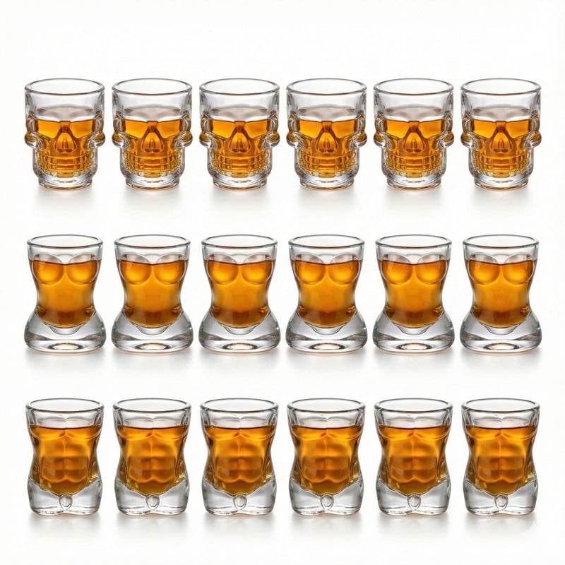 SET DE VASOS SHOT DE VIDRIO DISEÑOS MIXTOS X18 - 1