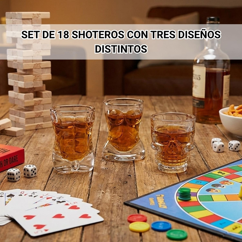 SET DE VASOS SHOT DE VIDRIO DISEÑOS MIXTOS X18 - 3