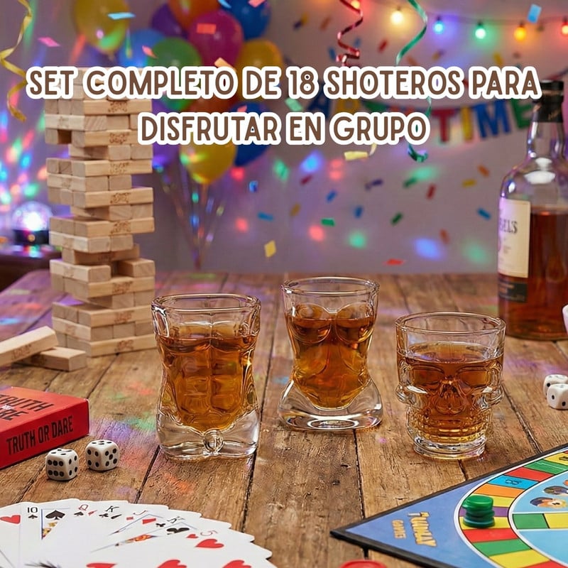 SET DE VASOS SHOT DE VIDRIO DISEÑOS MIXTOS X18 - 5