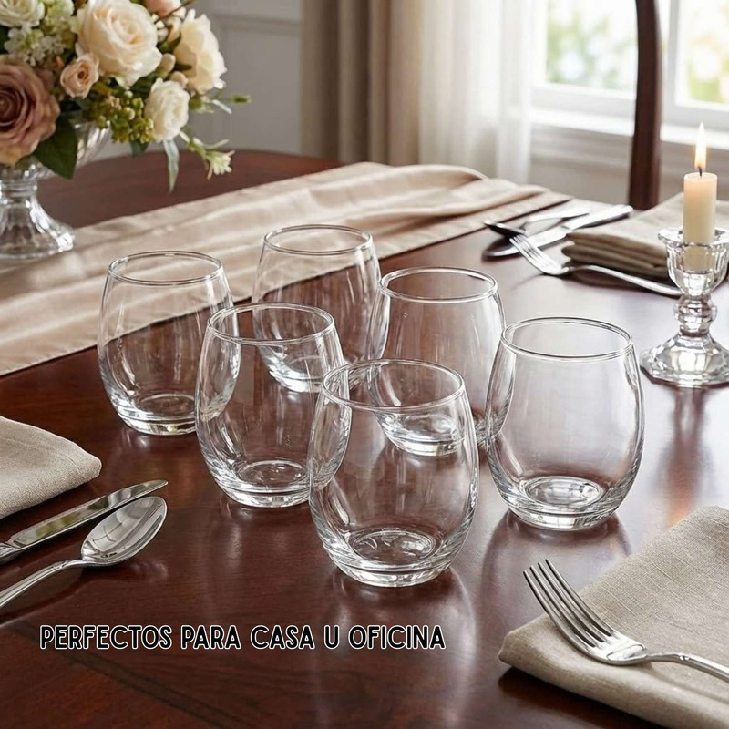 VASOS CIRCULARES DE VIDRIO 340 ML SET X12 USO PROFESIONAL - 4