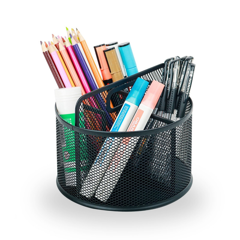 PORTALÁPICES GIRATORIO METAL MESH NEGRO PARA ESCRITORIO - 1